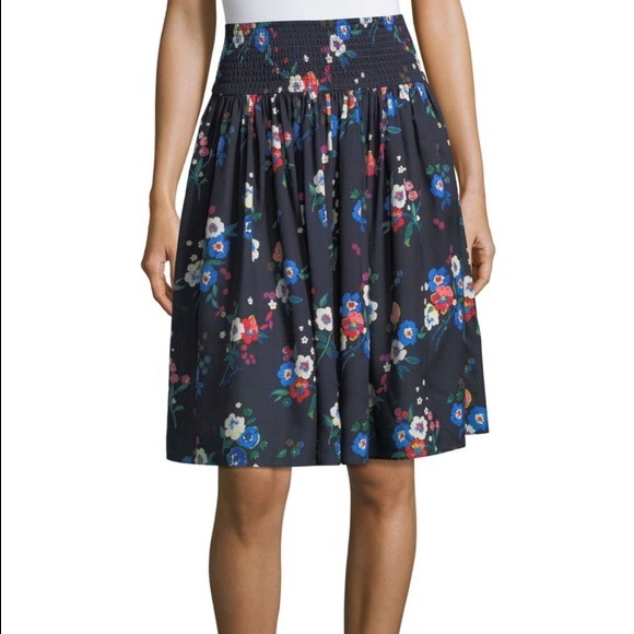 Tory Burch Blue Blaire Floral Print Skirt SZ 12 - Picture 2 of 5